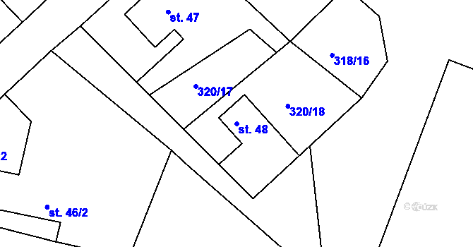 Parcela st. 48 v KÚ Krásné, Katastrální mapa