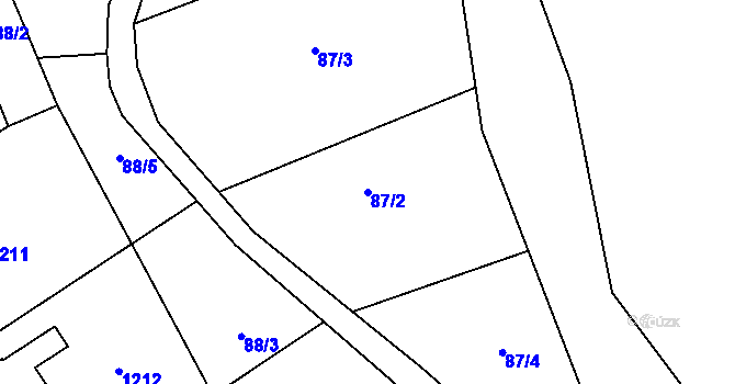 Parcela st. 87/2 v KÚ Krásné nad Svratkou, Katastrální mapa