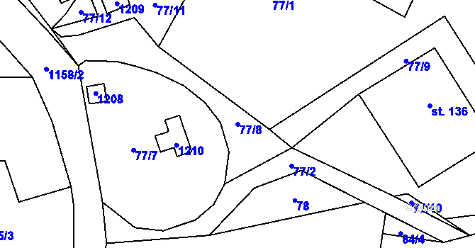 Parcela st. 77/8 v KÚ Krásné nad Svratkou, Katastrální mapa