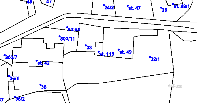 Parcela st. 119 v KÚ Krásné nad Svratkou, Katastrální mapa