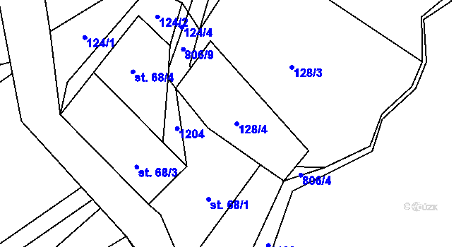 Parcela st. 128/4 v KÚ Krásné nad Svratkou, Katastrální mapa