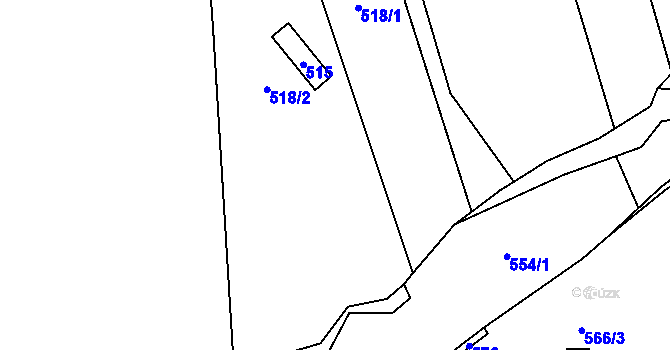 Parcela st. 518 v KÚ Krásné nad Svratkou, Katastrální mapa