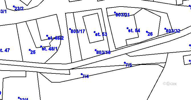 Parcela st. 803/18 v KÚ Krásné nad Svratkou, Katastrální mapa