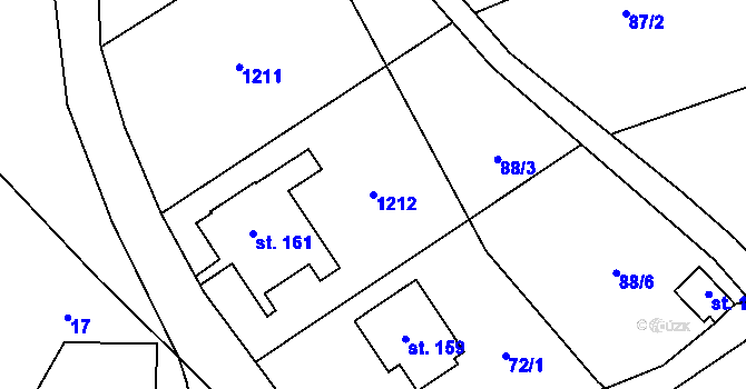 Parcela st. 1212 v KÚ Krásné nad Svratkou, Katastrální mapa