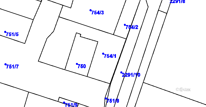 Parcela st. 754/1 v KÚ Krásné Pole, Katastrální mapa