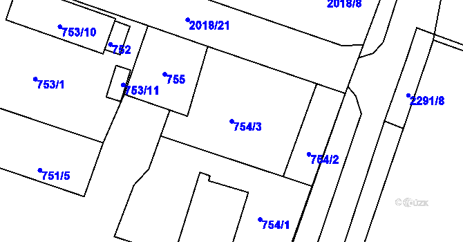 Parcela st. 754/3 v KÚ Krásné Pole, Katastrální mapa