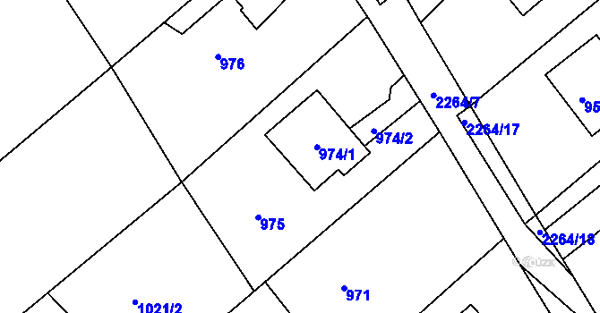 Parcela st. 974/1 v KÚ Krásné Pole, Katastrální mapa