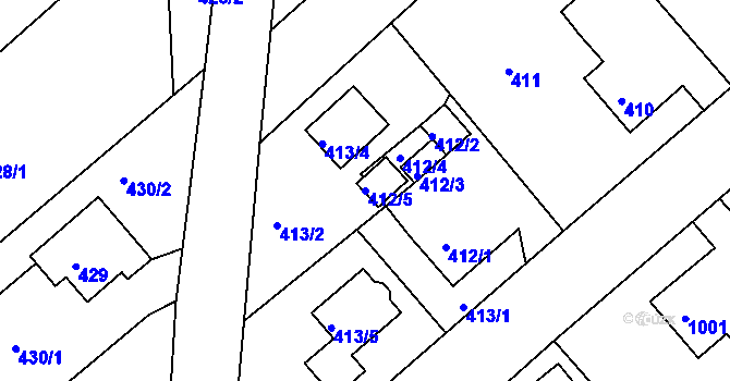 Parcela st. 412/5 v KÚ Krásné Pole, Katastrální mapa