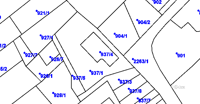 Parcela st. 937/4 v KÚ Krásné Pole, Katastrální mapa