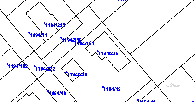 Parcela st. 1194/235 v KÚ Krásné Pole, Katastrální mapa