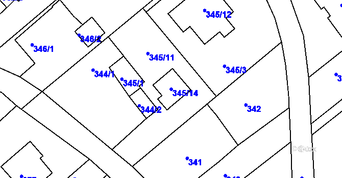 Parcela st. 345/14 v KÚ Krásné Pole, Katastrální mapa