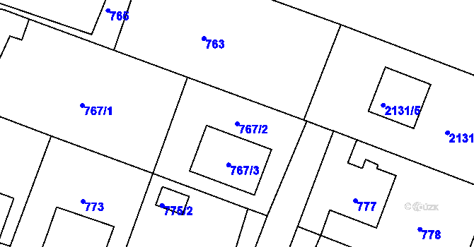 Parcela st. 767/2 v KÚ Krásné Pole, Katastrální mapa