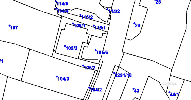 Parcela st. 105/6 v KÚ Krásné Pole, Katastrální mapa