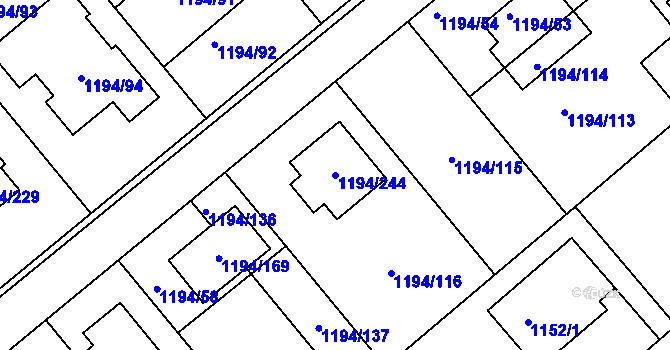 Parcela st. 1194/244 v KÚ Krásné Pole, Katastrální mapa