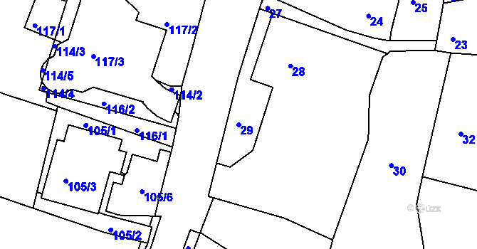 Parcela st. 29 v KÚ Krásné Pole, Katastrální mapa
