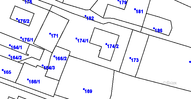 Parcela st. 174 v KÚ Krásné Pole, Katastrální mapa