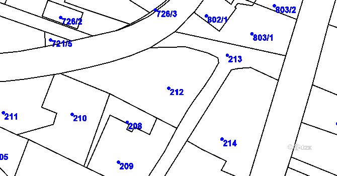 Parcela st. 212 v KÚ Krásné Pole, Katastrální mapa