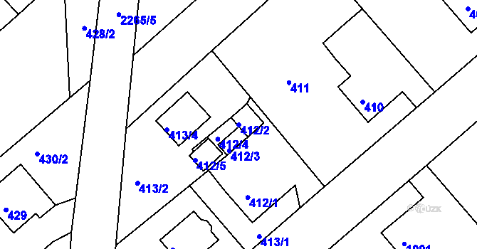 Parcela st. 412/2 v KÚ Krásné Pole, Katastrální mapa