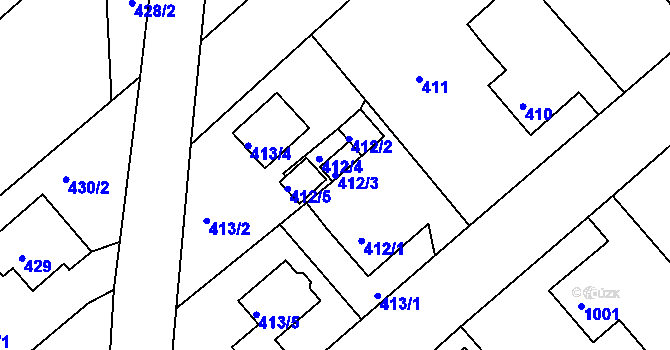 Parcela st. 412/3 v KÚ Krásné Pole, Katastrální mapa