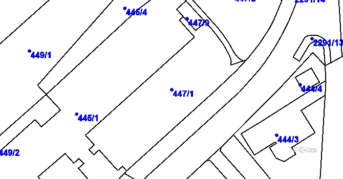 Parcela st. 447/1 v KÚ Krásné Pole, Katastrální mapa