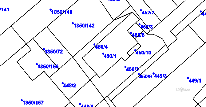 Parcela st. 450/1 v KÚ Krásné Pole, Katastrální mapa