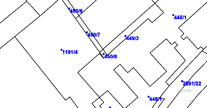 Parcela st. 450/8 v KÚ Krásné Pole, Katastrální mapa