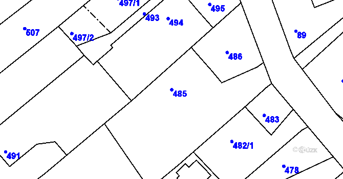 Parcela st. 485 v KÚ Krásné Pole, Katastrální mapa