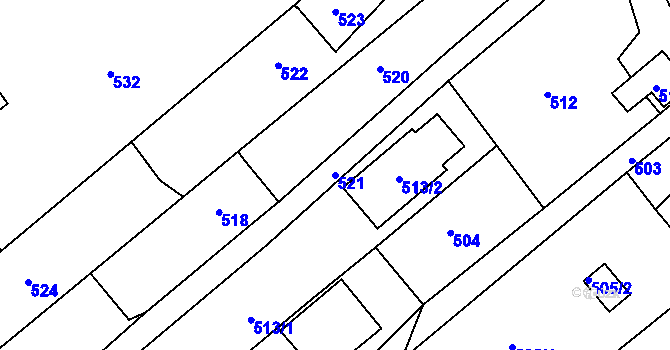 Parcela st. 521 v KÚ Krásné Pole, Katastrální mapa