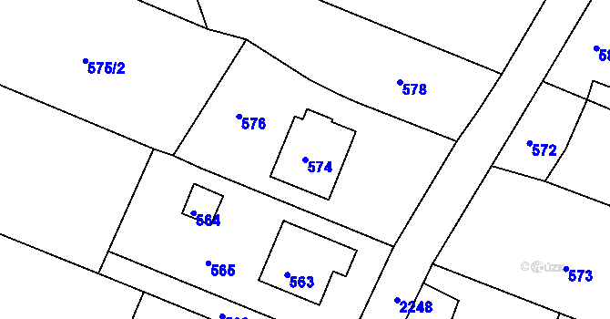 Parcela st. 574 v KÚ Krásné Pole, Katastrální mapa