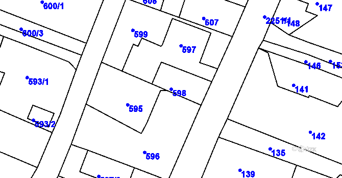 Parcela st. 598 v KÚ Krásné Pole, Katastrální mapa