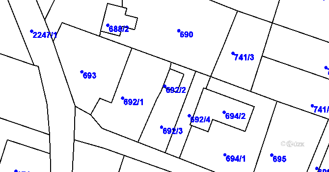 Parcela st. 692/2 v KÚ Krásné Pole, Katastrální mapa