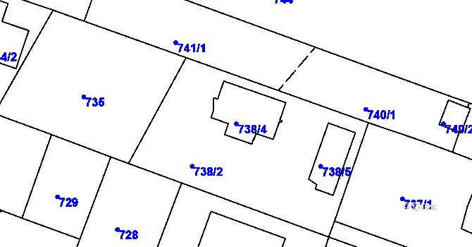 Parcela st. 738/4 v KÚ Krásné Pole, Katastrální mapa