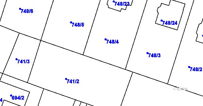 Parcela st. 745/4 v KÚ Krásné Pole, Katastrální mapa