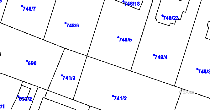 Parcela st. 745/5 v KÚ Krásné Pole, Katastrální mapa