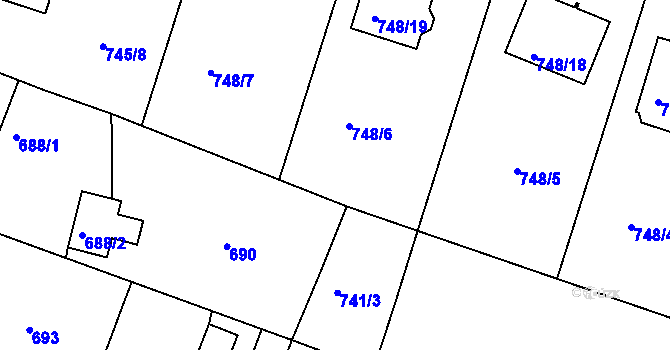 Parcela st. 745/6 v KÚ Krásné Pole, Katastrální mapa