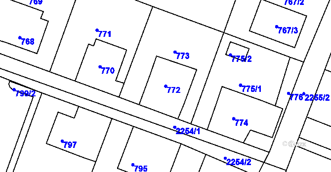 Parcela st. 772 v KÚ Krásné Pole, Katastrální mapa