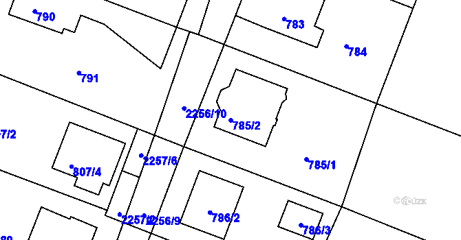 Parcela st. 785/2 v KÚ Krásné Pole, Katastrální mapa