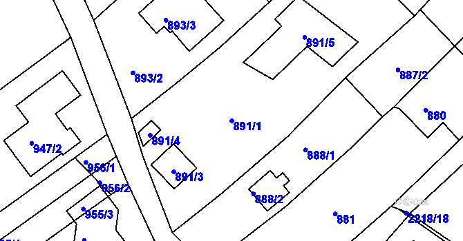 Parcela st. 891/1 v KÚ Krásné Pole, Katastrální mapa