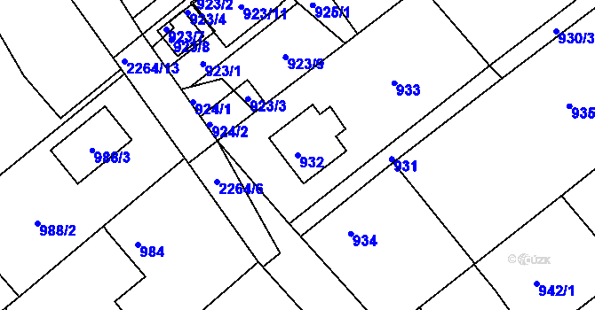 Parcela st. 932 v KÚ Krásné Pole, Katastrální mapa