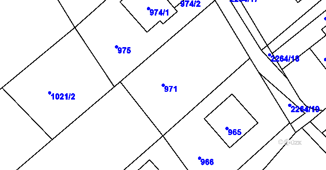 Parcela st. 971 v KÚ Krásné Pole, Katastrální mapa