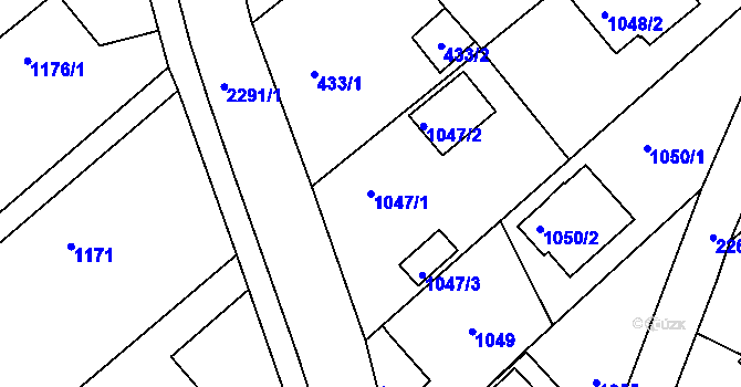 Parcela st. 1047/1 v KÚ Krásné Pole, Katastrální mapa
