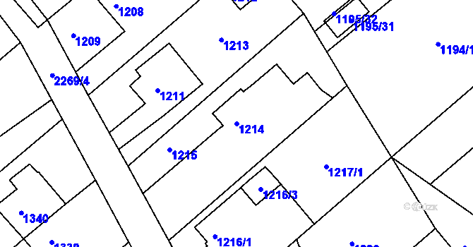 Parcela st. 1214 v KÚ Krásné Pole, Katastrální mapa