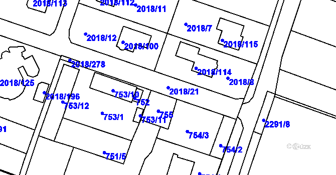 Parcela st. 2018/21 v KÚ Krásné Pole, Katastrální mapa