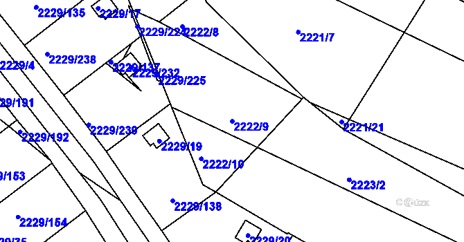 Parcela st. 2222/9 v KÚ Krásné Pole, Katastrální mapa