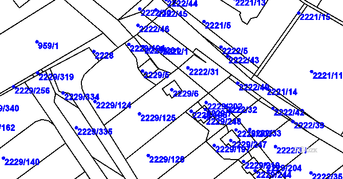 Parcela st. 2229/6 v KÚ Krásné Pole, Katastrální mapa