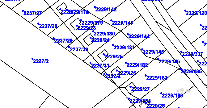 Parcela st. 2229/25 v KÚ Krásné Pole, Katastrální mapa