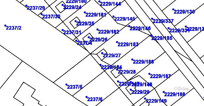 Parcela st. 2229/27 v KÚ Krásné Pole, Katastrální mapa