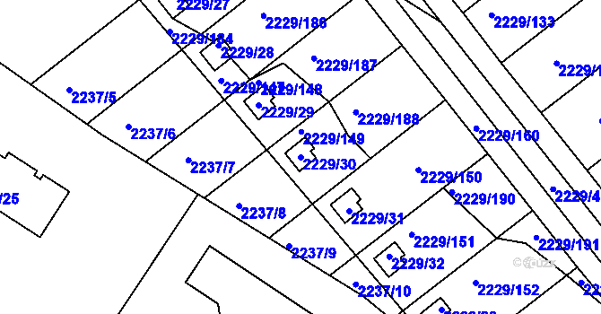 Parcela st. 2229/30 v KÚ Krásné Pole, Katastrální mapa