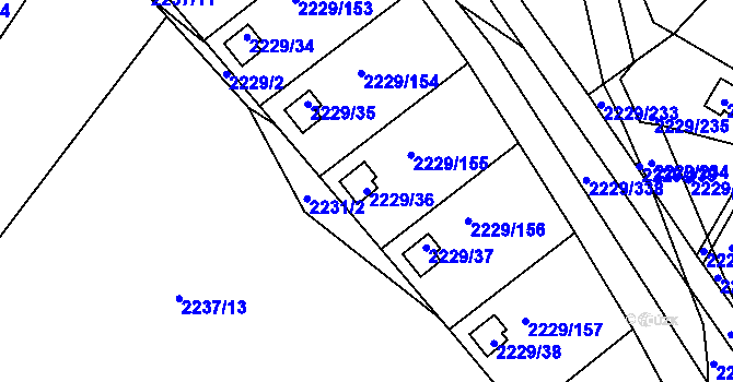 Parcela st. 2229/36 v KÚ Krásné Pole, Katastrální mapa