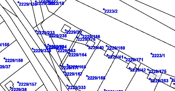Parcela st. 2229/40 v KÚ Krásné Pole, Katastrální mapa